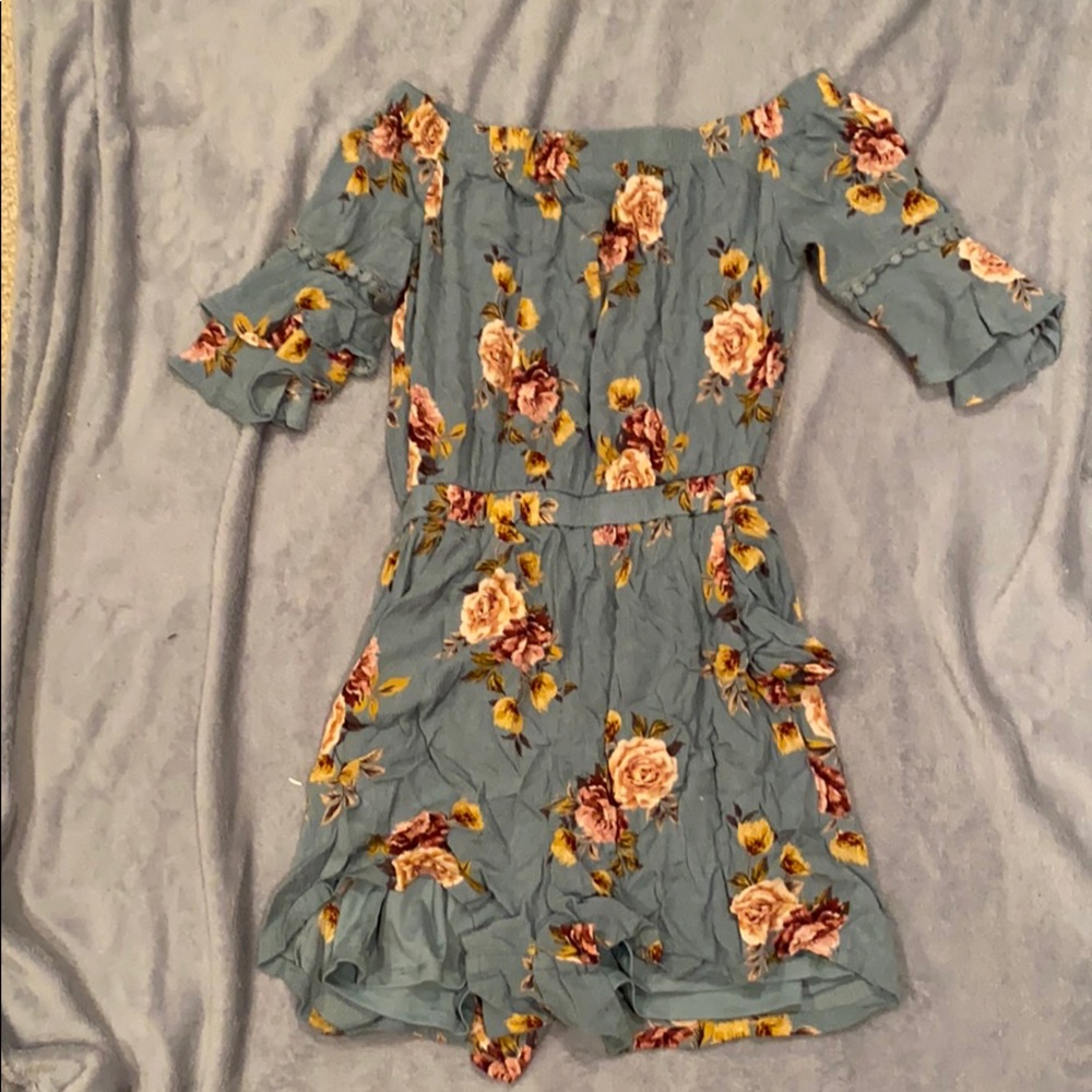 Blue floral romper (size Small)